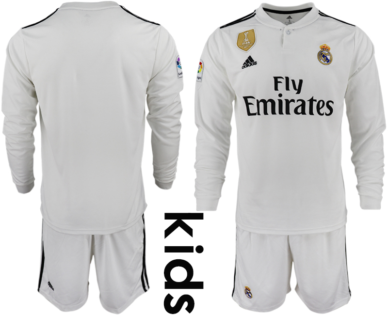 2018_2019 Club Real Madrid home long sleeve Youth soccer jerseys->youth soccer jersey->Youth Jersey